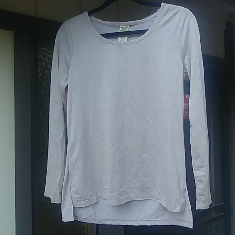 Long sleeve NWT sparkle tee in baby pink, S
